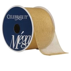 Coupon ✨ 2.5" x 10yd. Gold Sheer Ribbon by Celebrate It® Mega™ 👏