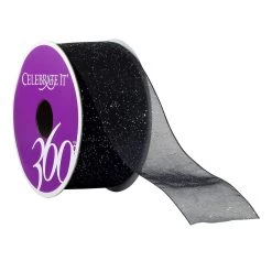 New ⌛ 12 Pack: 1.5" Sheer Glitter Ribbon By Celebrate It® 360°™ 🔔