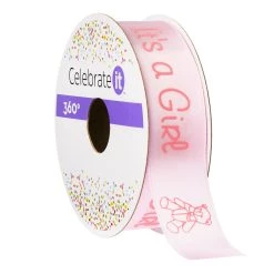 Coupon 🧨 7/8" Satin "It's A Girl" Ribbon by Celebrate It® 360°™ 😉