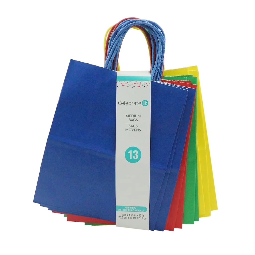 Promo 🤩 10 Packs: 13 ct. (130 total) Medium Primary Color Gifting Bags by Celebrate It™ 🔔 1 Promo 🤩 10 Packs: 13 ct. (130 total) Medium Primary Color Gifting Bags by Celebrate It™ 🔔