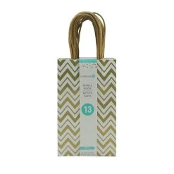 Best Sale 😉 8 Packs: 13 ct. (104 total) Small Gold & White Chevron Gift Bags by Celebrate It™ 🥰