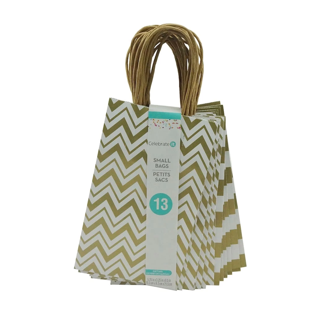 Best Sale 😉 8 Packs: 13 ct. (104 total) Small Gold & White Chevron Gift Bags by Celebrate It™ 🥰 2 Best Sale 😉 8 Packs: 13 ct. (104 total) Small Gold & White Chevron Gift Bags by Celebrate It™ 🥰 - Image 2