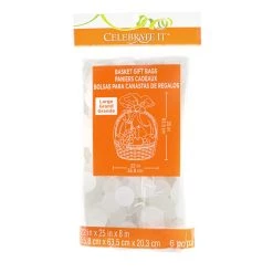 Outlet 🔥 16 Packs: 6 ct. (96 total) 25" White Polka Dot Basket Gift Bags by Celebrate It™ ✔️