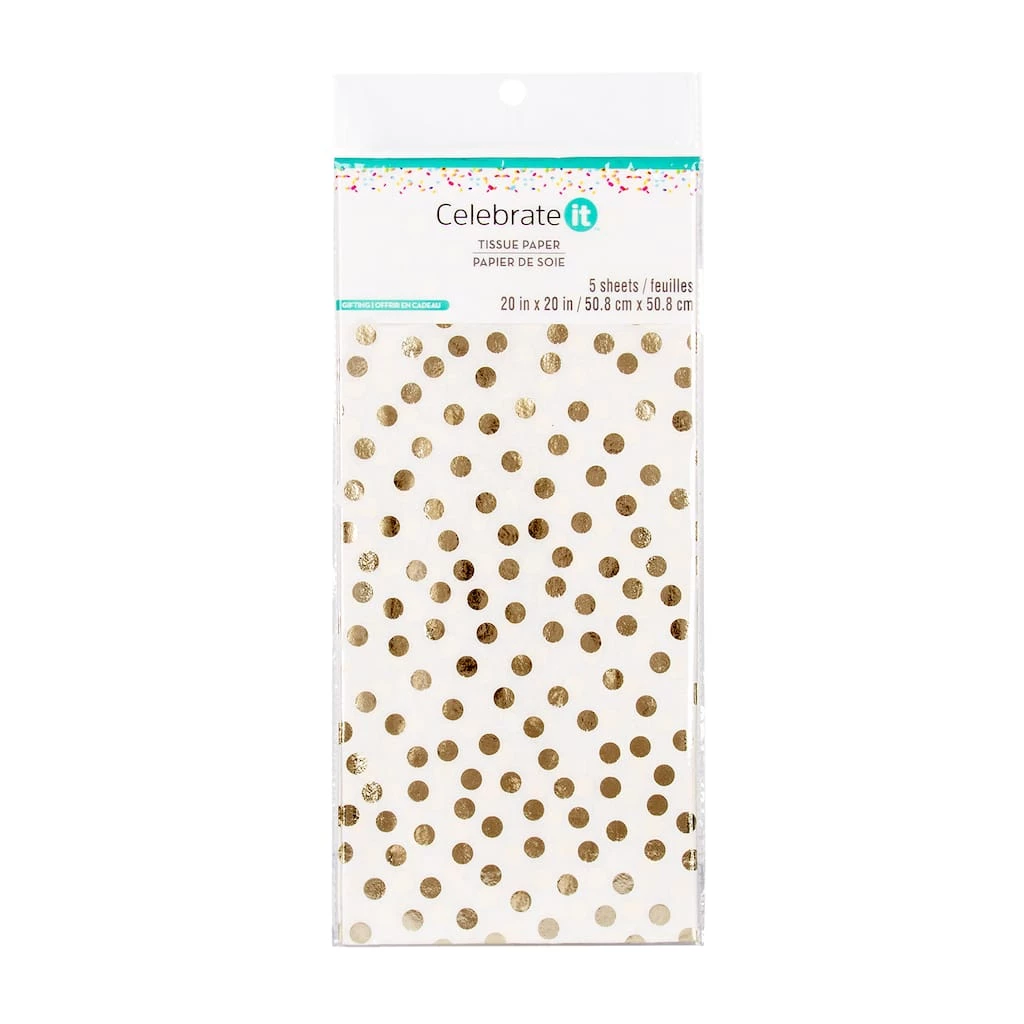 Best deal 🎁 White & Gold Dotted Tissue Paper Sheets by Celebrate It™ ⭐ 1 Best deal 🎁 White & Gold Dotted Tissue Paper Sheets by Celebrate It™ ⭐