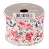 Budget 👍 2.5" Floral Wired Ribbon by Celebrate It® Aria Vintage Blush 🎉