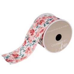Budget 👍 2.5" Floral Wired Ribbon by Celebrate It® Aria Vintage Blush 🎉 -Celebrate It Sales Shop 10482082 2