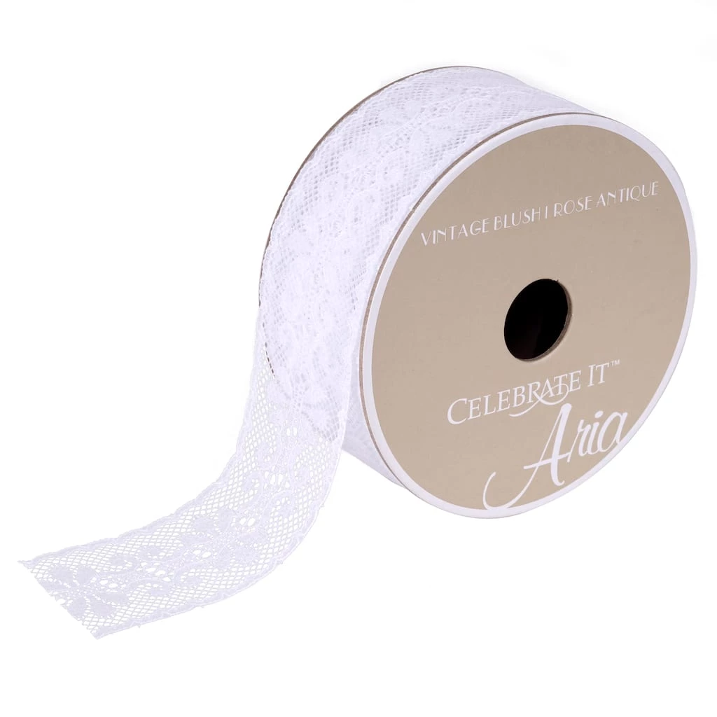 Promo 😉 12 Pack: 1.5" Lace Ribbon by Celebrate It® Aria Vintage Blush 🥰 2 Promo 😉 12 Pack: 1.5" Lace Ribbon by Celebrate It® Aria Vintage Blush 🥰 - Image 2