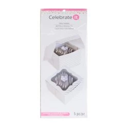 Outlet 🥰 6 Packs: 5 ct. (30 total) Silver & White Stripe Treat Boxes by Celebrate It® 👏