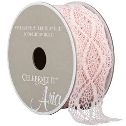 Best Pirce ⭐ 12 Pack: 1.5" Lace Vintage Blush Ribbon by Celebrate It™ Aria 🥰