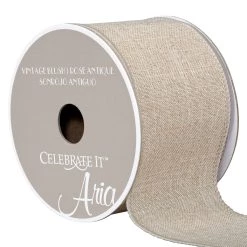 Cheap ⭐ 2.5" Linen Wired Ribbon By Celebrate It™ Aria Vintage Blush 🎁