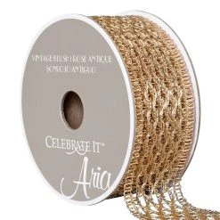 Cheapest 🧨 12 Pack: 1.5" Gold Knit Metallic Ribbon by Celebrate It™ Aria 👏
