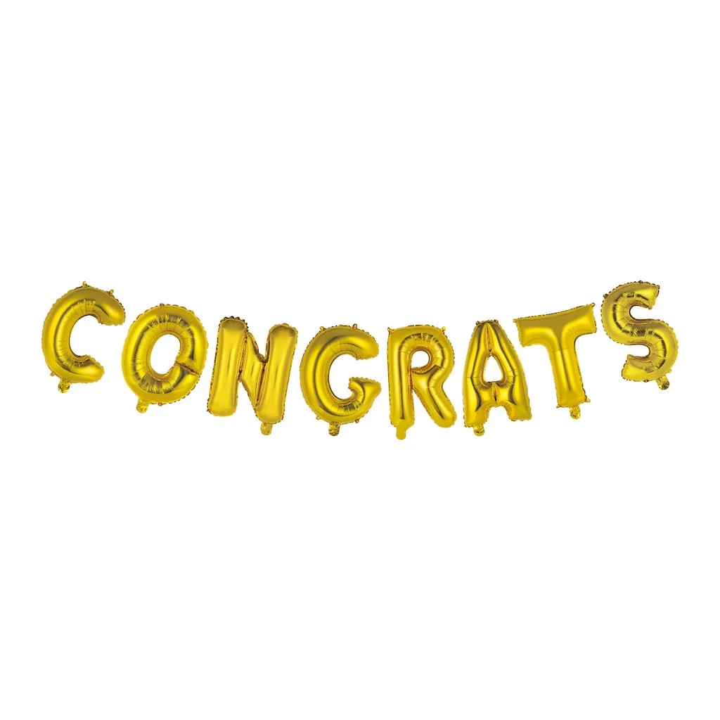 Promo ๐ 6 Pack: Congrats Gold Foil Balloon Banner Kit by Celebrate It™ ๐ 1 Promo ๐ 6 Pack: Congrats Gold Foil Balloon Banner Kit by Celebrate It™ ๐