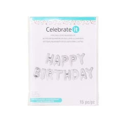 Buy ⭐ Happy 🥳 Birthday Silver Foil Balloon Banner Kit By Celebrate It™ 😀