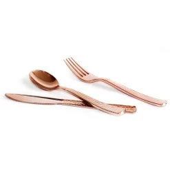 Best deal 🎉 6 Packs: 120 ct. (720 total) Rose Gold 🔨 Hammered Plastic Cutlery Set by Celebrate It™ 🎉 -Celebrate It Sales Shop 10569131 3 1