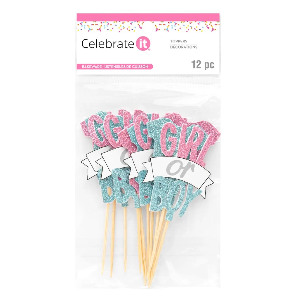 Cheapest 🧨 12 Packs: 12 ct. (144 total) Glittery Gender Reveal Treat Toppers by Celebrate It® 🎁 3 Cheapest 🧨 12 Packs: 12 ct. (144 total) Glittery Gender Reveal Treat Toppers by Celebrate It® 🎁 - Image 3