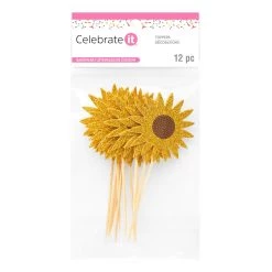 Buy 🛒 12 Packs: 12 ct. (144 total) Glittery Sunflower Treat Toppers by Celebrate It® ✨ -Celebrate It Sales Shop 10626395 5 1