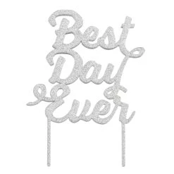Best deal ✔️ 12 Pack: Best Day Ever Silver Glitter Cake Topper by Celebrate It™ 🎉