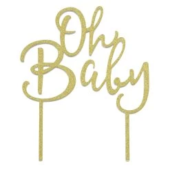 Discount 😉 12 Pack: Gold Glitter Oh Baby Cake Topper by Celebrate It™ ✔️