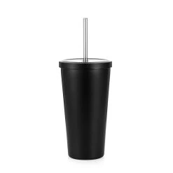 Outlet 🧨 19oz. Black Stainless Steel Tumbler with Straw by Celebrate It™ 🎁