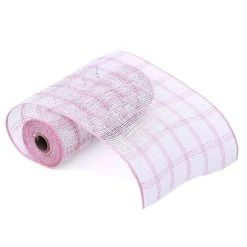 Wholesale ⌛ 10" Pink & White Window Poly Burlap Mesh by Celebrate It™ 🌟