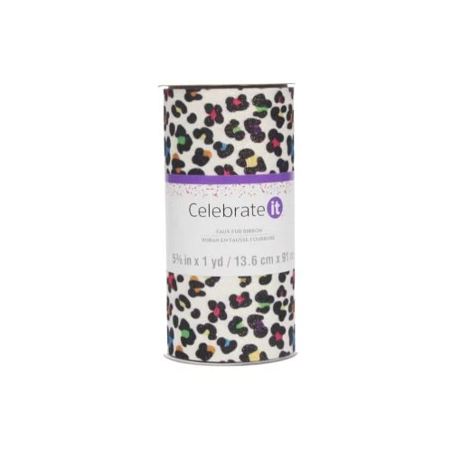 Buy 🤩 5.375" Glitter Leopard Faux Fur Ribbon by Celebrate It™ 😍 -Celebrate It Sales Shop 10659004 1