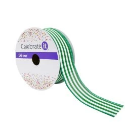 Hot Sale 🌟 1.5" Stripe Faux Linen Wired Ribbon by Celebrate It™ 🔥