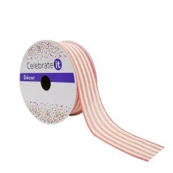 Best deal 💯 1.5" Stripe Faux Linen Wired Ribbon by Celebrate It™ Décor 🌟