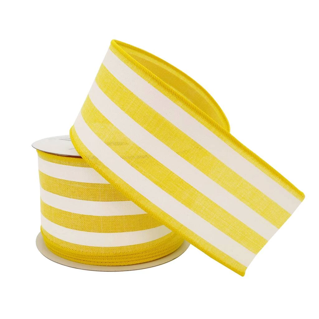 Cheap 🛒 2.5" Faux Linen Wired Thick Striped Ribbon by Celebrate It™ Décor ⌛ 4 Cheap 🛒 2.5" Faux Linen Wired Thick Striped Ribbon by Celebrate It™ Décor ⌛ - Image 4