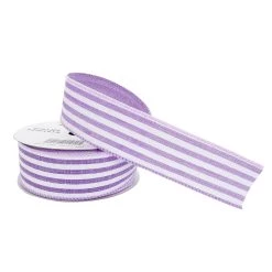 Outlet 🎉 1.5" Faux Linen Wired Thin Striped Ribbon by Celebrate It™ Décor ⌛ -Celebrate It Sales Shop 10659022 2