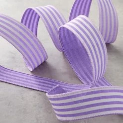 Outlet 🎉 1.5" Faux Linen Wired Thin Striped Ribbon by Celebrate It™ Décor ⌛ -Celebrate It Sales Shop 10659022 20