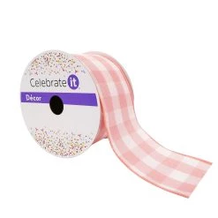 Wholesale 🛒 2.5" Gingham Wired Ribbon by Celebrate It™ Décor 🧨
