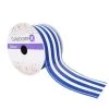 New 🛒 12 Pack: 2.5" Faux Linen Wired Thick Striped Ribbon by Celebrate It™ Décor 🎁