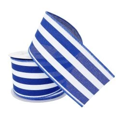 Hot Sale 🛒 2.5" Faux Linen Wired Thick Striped Ribbon by Celebrate It™ Décor ⭐ -Celebrate It Sales Shop 10659046 2