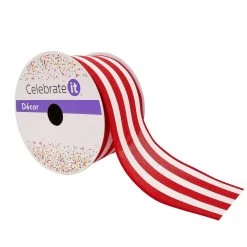 Outlet ⌛ 12 Pack: 2.5" Faux Linen Wired Thick Striped Ribbon by Celebrate It™ Décor 👍