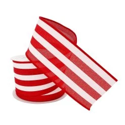 Outlet ⌛ 12 Pack: 2.5" Faux Linen Wired Thick Striped Ribbon by Celebrate It™ Décor 👍 -Celebrate It Sales Shop 10659047 2 1