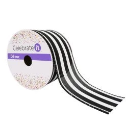 Coupon 😀 12 Pack: 2.5" Stripe Faux Linen Wired Ribbon by Celebrate It™ ⌛