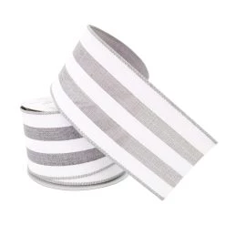Buy 🥰 2.5" Faux Linen Wired Thick Striped Ribbon by Celebrate It™ Décor 🌟 -Celebrate It Sales Shop 10659082 2