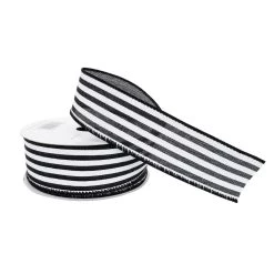 Cheap 😍 1.5" Faux Linen Wired Thin Striped Ribbon by Celebrate It™ Décor ❤️ -Celebrate It Sales Shop 10659087 2