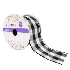 Best Sale 🔔 2.5" Buffalo Check Wired Ribbon by Celebrate It™ Décor 👏