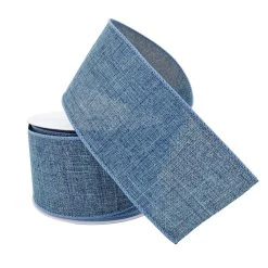 Budget ⌛ 12 Pack: 2.5" Denim Faux Linen Wired Ribbon by Celebrate It™ Décor 😉 -Celebrate It Sales Shop 10659093 2 1