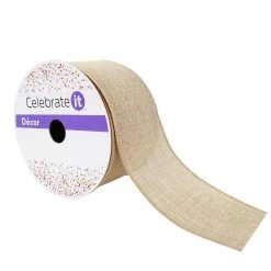Wholesale 🧨 12 Pack: 2.5" Faux Linen Wired Ribbon by Celebrate It™ Décor 🥰