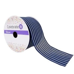 Best Sale ❤️ 12 Pack: 2.5" Faux Linen Wired Pinstripe Ribbon by Celebrate It™ Décor ✔️