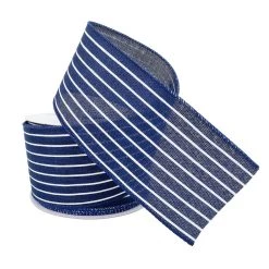 Best Sale 🛒 2.5" Faux Linen Wired Pinstripe Ribbon by Celebrate It™ Décor 🔥 -Celebrate It Sales Shop 10659098 2