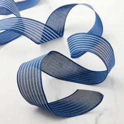 Best Sale 🛒 2.5" Faux Linen Wired Pinstripe Ribbon by Celebrate It™ Décor 🔥 -Celebrate It Sales Shop 10659098 20