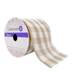 Flash Sale 😀 4" Buffalo Check Wired Ribbon by Celebrate It™ Décor 😀