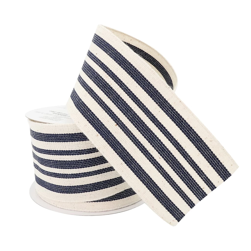 Buy ⌛ 2.5" Faux Cotton Wired Striped Ribbon by Celebrate It™ Décor 😉 4 Buy ⌛ 2.5" Faux Cotton Wired Striped Ribbon by Celebrate It™ Décor 😉 - Image 4