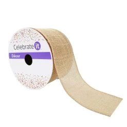 Budget 🛒 2.5" Faux Burlap Wired Textured Ribbon by Celebrate It™ Décor ⌛