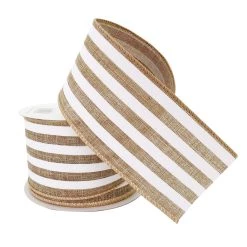 Coupon 😀 12 Pack: 2.5" Faux Linen Wired Stripe Ribbon by Celebrate It™ 🎁 -Celebrate It Sales Shop 10659112 2 1