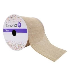Best Sale 🤩 12 Pack: 4" Faux Linen Wired Ribbon by Celebrate It™ 🔔