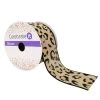 Wholesale 🥰 2.5" Faux Linen Wired Leopard Ribbon by Celebrate It™ 🧨
